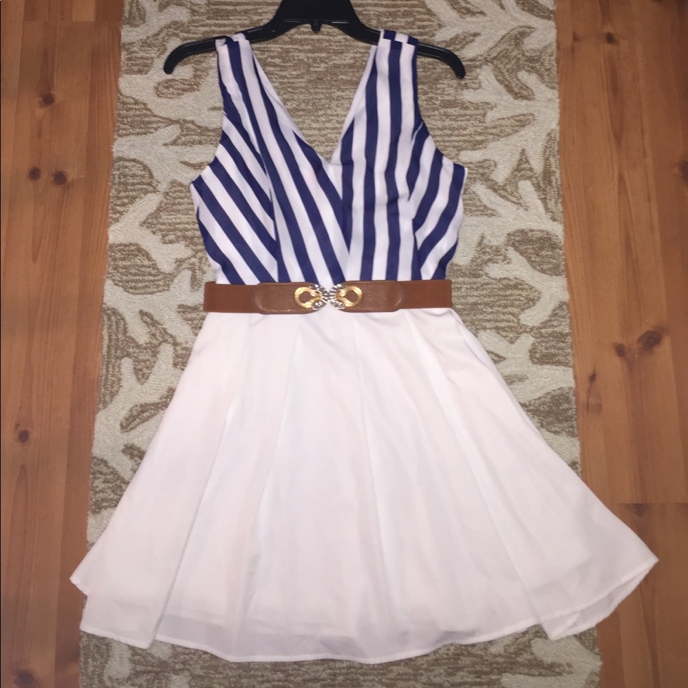 Nautical blue striped dress
